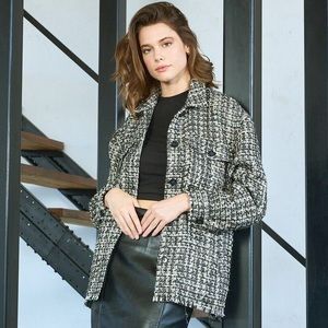 Black And Gold Oversize Tweed Jacket